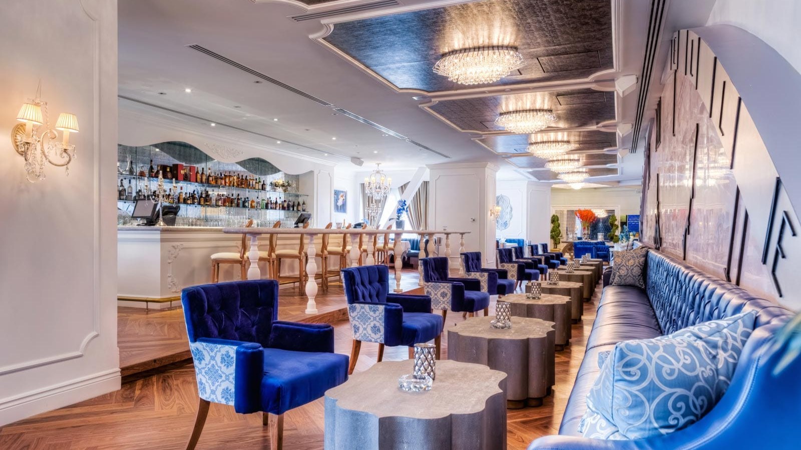 The long room at Bagatelle Dubai